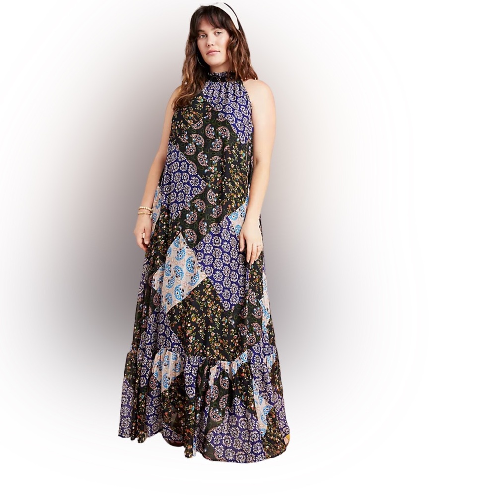ANTHROPOLOGIE Maeve Katrina Maxi Dress Size LG Floral Print